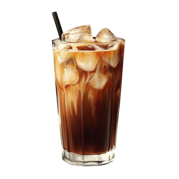 Enjoying a refreshing iced coffee served in a clear glass with visible ice cubes and a black straw