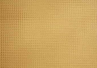 Fototapeta premium Golden color corrugated glass texture with square shaped pattern dots, glossy backdrop for cosmetic products