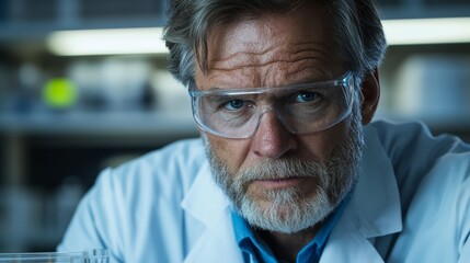 Fototapeta premium Experienced Male Scientist Conducting Research in Laboratory Setting