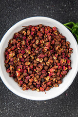 pepper Sichuan spice pepper peas fresh tasty food gourmet food background on the table rustic food top view copy space