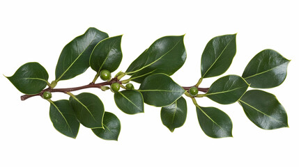 Naklejka premium Holly branch with berries, isolated on white background; perfect for holiday design