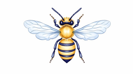 Obraz premium Honeybee in flight, isolated on white background; for educational or design use
