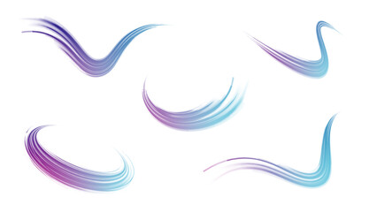 Obraz premium Creative vector illustration of flying cosmic meteor, planetoid, comet, fireball isolated on transparent background. Effect, png, wave,neon,line. Light arc in neon colors, in the form of a turn.