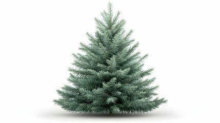 Isolated blue spruce Christmas tree on white background, ideal for holiday cards