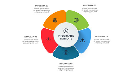 Business data visualization. Process chart. Elements of graph, diagram with 5 steps, options, parts or processes
