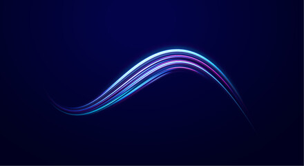 Laser beams luminous abstract sparkling isolated on a transparent background.  Abstract background in blue and purple neon glow colors. Png, lens, light, neon, line, blur, beam, ray.