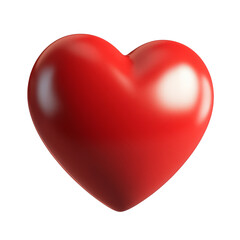 A shiny red heart shape, symbolizing love and affection, featuring smooth curves and a glossy finish.
