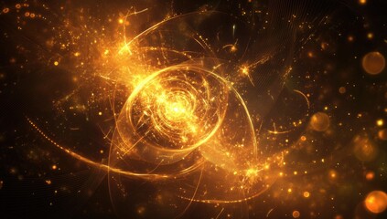 Obraz premium Abstract digital background with swirling lines and glowing dots, representing the complexity of artificial intelligence in data science
