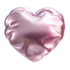 A shiny, crumpled pink heart shape with a smooth texture.