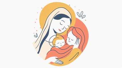 Nativity Scene with Mary and Baby Jesus in a Manger | 3D Illustration for Christmas and Religious Projects