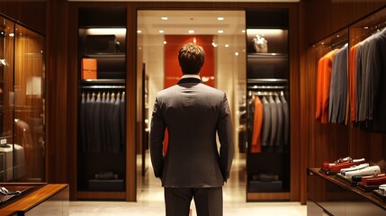 Business attire selection high-end boutique fashion store modern interior perspective style tips