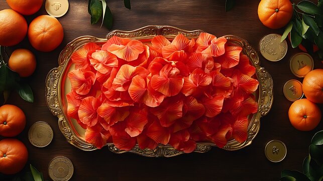 Indian Festival of Diwali with Mandarins and Sweets