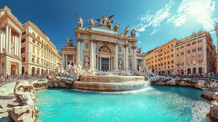 Naklejka premium “The Heart of Rome: Trevi in Sunlit Glory”
