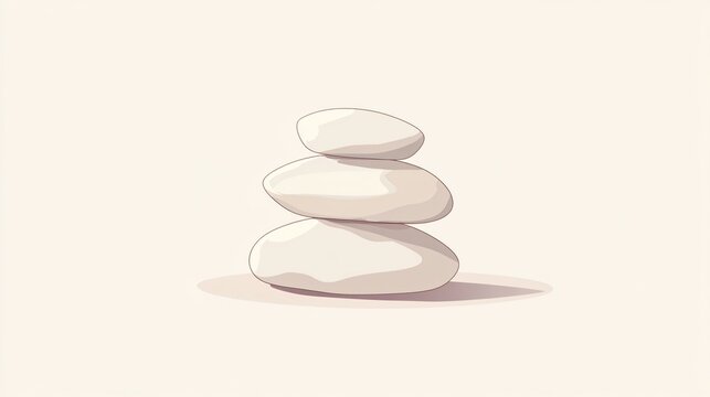 White Pebbles Stacked on Top of Each Other, Digitally Rendered Illustration
