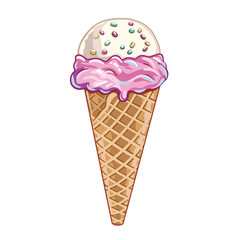 Detailed ice cream in waffle cone.