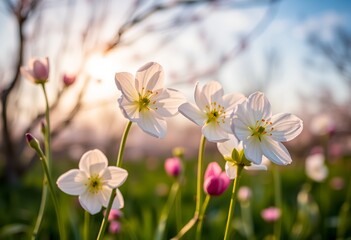 Fototapeta premium Spring Equinox, Blooming Flowers