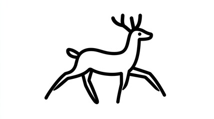 Fototapeta premium Running deer line art, white background, nature illustration, design element