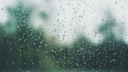 Obraz premium Fresh Raindrops on Window with Clear Condensation Creating a Calm Atmosphere in Nature