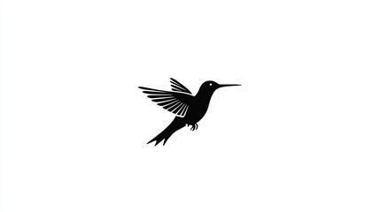 Fototapeta premium Silhouette of a hummingbird in flight, isolated on white background.