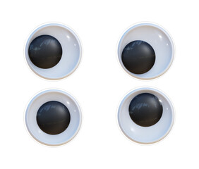 Googly eyes 3D render. Various sizes of fun kids art googly eyes.