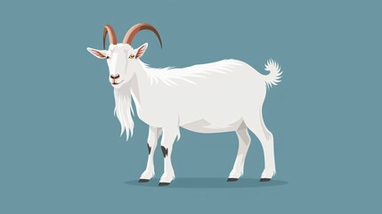 White Goat Farm Animal Livestock - Flat Vector Illustration
