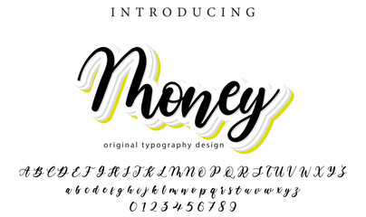 Money Font Stylish brush painted an uppercase vector letters, alphabet, typeface