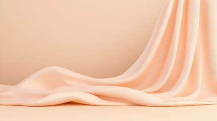 Peach fabric draped elegantly on a beige background, perfect for product display or website design