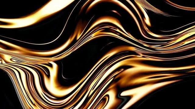 Abstract golden waves on black background, luxury design concept