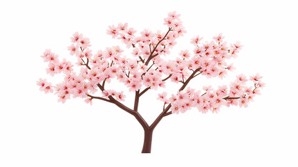 Fototapeta premium Pink cherry blossom tree spring isolated white background, perfect for cards, websites, and spring designs