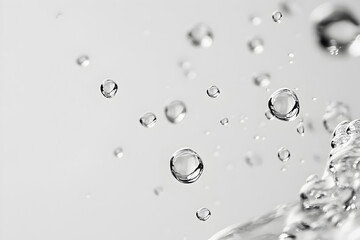Close-up of transparent drops or liquid bubbles molecules
