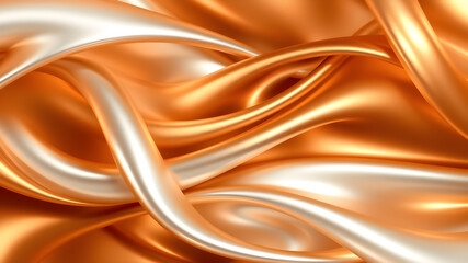 Shiny, intertwined waves of silver and brown. Premium wallpapers, posters and banners with a modern look. Generative AI