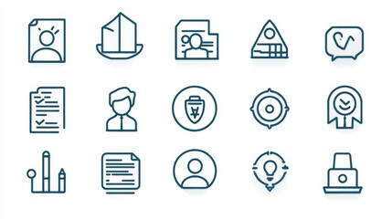 Fototapeta premium Set of web icons in a simple style for businesses. Icons for building teams, working together, coaching team, meeting, managing, team motivation, and more.