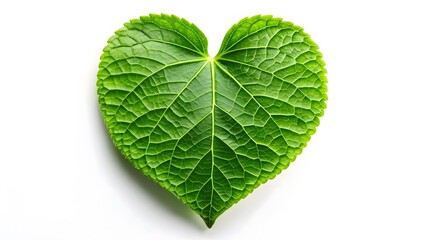 Fototapeta premium Heart-Shaped Leaf on White Background