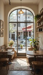 Fototapeta premium 4k high quality Ai generative HD high definition artwork photo comfy cafe room