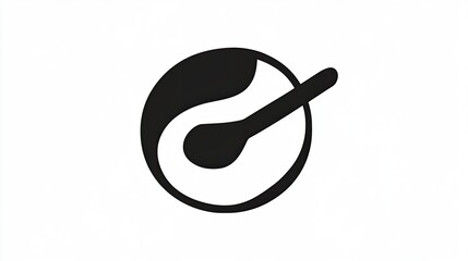 Simple black and white icon of a spoon in a bowl, suitable for food, restaurant, or cooking related designs.