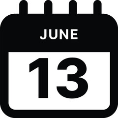 June 13 calendar icon design vector illustration
