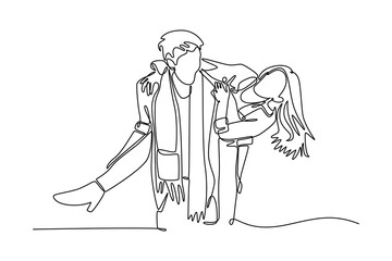 Continuous one line drawing autumnal lifestyle concept. Doodle vector illustration.