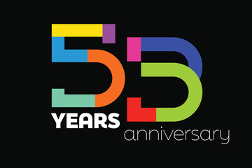 Colorful 53 Number for Anniversary Logo Template