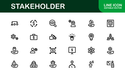 Stakeholder Icon Set. Professional Vector Illustrations for Business Partnerships, Investors, and Corporate Relationships
