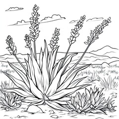 Flowering Aloes in a Desert Landscape Striking Desert Bloom Photography