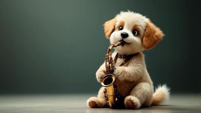Adorable Puppy Playing Saxophone: A Musical Canine
