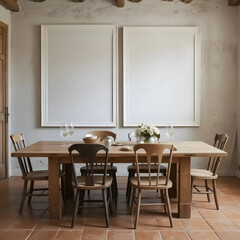 Frame mockup, ISO A paper size. Living room wall visual mockup. Interior mockup with warm background. Chic interior design