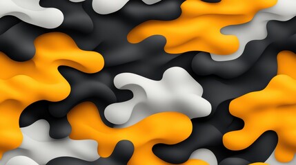 Striking orange and white shapes on a black white abstract background, modern minimalist design