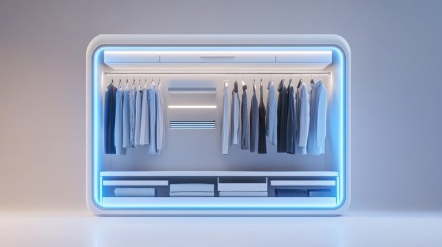 Modern Minimalist Closet with LED Lighting Display
