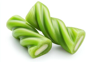 Puppy Food Twisted green candy with a vibrant texture.