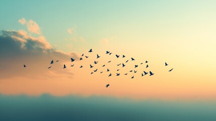 Obraz premium A birdâ€™s journey across endless skies is a testament to freedom without borders. 