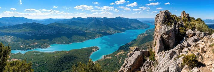 Obraz premium Verdon Gorge, France, with turquoise water winding through cliffs
