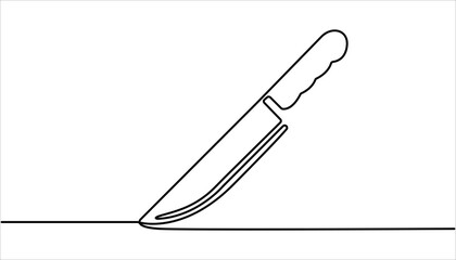 Kitchen knife continuous one line drawing. Chopping knife continuous line icon. kitchen knife illustration
