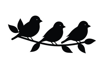 Silhouette illustration of three birds and looking to side.eps