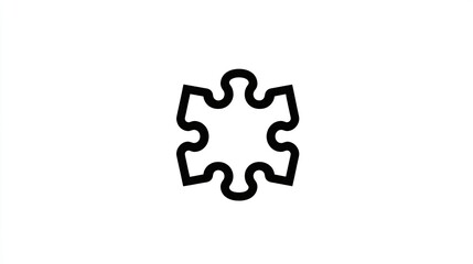 Simple black line art puzzle icon isolated on white background.